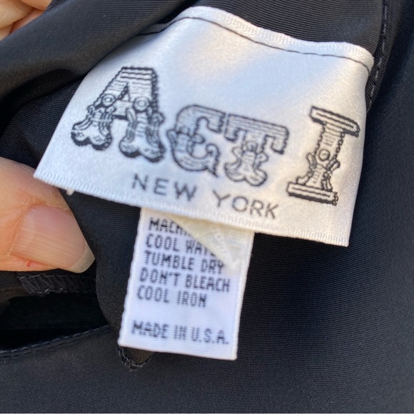 Vintage black sleeveless satin dress, retro flapper style, size M/L - Picture 7 of 11